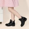 imagePANDANINJIA ToddlerLittle Kid Girls Clara Fashion Short Ankle Boots Pearls Bow Dress Booties with ZipperBlack Patent