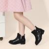 imagePANDANINJIA ToddlerLittle Kid Girls Clara Fashion Short Ankle Boots Pearls Bow Dress Booties with ZipperBlack Pu
