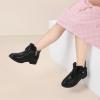 imagePANDANINJIA ToddlerLittle Kid Girls Clara Fashion Short Ankle Boots Pearls Bow Dress Booties with ZipperBlack Pu