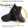 imagePANDANINJIA ToddlerLittle Kid Girls Clara Fashion Short Ankle Boots Pearls Bow Dress Booties with ZipperBlack Pu