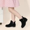 imagePANDANINJIA ToddlerLittle Kid Girls Clara Fashion Short Ankle Boots Pearls Bow Dress Booties with ZipperBlack Suede