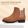 imagePANDANINJIA ToddlerLittle Kid Girls Clara Fashion Short Ankle Boots Pearls Bow Dress Booties with ZipperBrown Pu