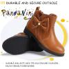 imagePANDANINJIA ToddlerLittle Kid Girls Clara Fashion Short Ankle Boots Pearls Bow Dress Booties with ZipperBrown Pu