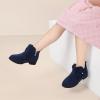 imagePANDANINJIA ToddlerLittle Kid Girls Clara Fashion Short Ankle Boots Pearls Bow Dress Booties with ZipperNavy Suede