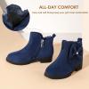 imagePANDANINJIA ToddlerLittle Kid Girls Clara Fashion Short Ankle Boots Pearls Bow Dress Booties with ZipperNavy Suede