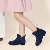 imagePANDANINJIA ToddlerLittle Kid Girls Clara Fashion Short Ankle Boots Pearls Bow Dress Booties with ZipperNavy Suede