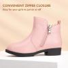 imagePANDANINJIA ToddlerLittle Kid Girls Clara Fashion Short Ankle Boots Pearls Bow Dress Booties with ZipperPink Pu