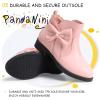 imagePANDANINJIA ToddlerLittle Kid Girls Clara Fashion Short Ankle Boots Pearls Bow Dress Booties with ZipperPink Pu