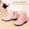 imagePANDANINJIA ToddlerLittle Kid Girls Clara Fashion Short Ankle Boots Pearls Bow Dress Booties with ZipperPink Pu
