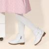imagePANDANINJIA ToddlerLittle Kid Girls Clara Fashion Short Ankle Boots Pearls Bow Dress Booties with ZipperWhite Pu