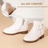 imagePANDANINJIA ToddlerLittle Kid Girls Clara Fashion Short Ankle Boots Pearls Bow Dress Booties with ZipperWhite Pu