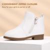 imagePANDANINJIA ToddlerLittle Kid Girls Clara Fashion Short Ankle Boots Pearls Bow Dress Booties with ZipperWhite Pu