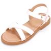 imagePANDANINJIA Elva Girls Sandals Open Toe Cute Flats Dress Sandals Cross Strappy Summer Shoes ToddlerLittle KidBig KidElva White Pu