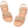 imagePANDANINJIA Elva Girls Sandals Open Toe Cute Flats Dress Sandals Cross Strappy Summer Shoes ToddlerLittle KidBig KidMary Rosegold Glitter