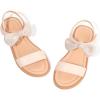imagePANDANINJIA Gina Girls Sandals Open Toe Summer Flats Dress Sandals Shoes ToddlerLittle KidBig KidElla Beige Pu
