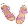 imagePANDANINJIA Gina Girls Sandals Open Toe Summer Flats Dress Sandals Shoes ToddlerLittle KidBig KidElla Pink Sequin
