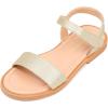 imagePANDANINJIA Gina Girls Sandals Open Toe Summer Flats Dress Sandals Shoes ToddlerLittle KidBig KidGold Pu