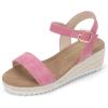 imagePANDANINJIA Girls Sandals Wedge Platform Espadrille Little Big Kid Girls Heels Open Toe Summer Dress ShoesHot Pink Nubuck