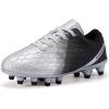 imagePANDANINJIA Girls Soccer Cleats Athletic Outdoor Boys Kids Football Cleats Little Big Kid Soccer ShoesSilverblack