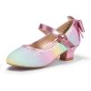 imagePANDANINJIA Girls ToddlerLittle Kid Jada Dress Mary Jane Pumps Bow Low Heels Party Wedding Princess ShoesRainbow Glitter
