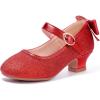 imagePANDANINJIA Girls ToddlerLittle Kid Jada Dress Mary Jane Pumps Bow Low Heels Party Wedding Princess ShoesRed Glitter