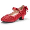 imagePANDANINJIA Girls ToddlerLittle Kid Jada Dress Mary Jane Pumps Bow Low Heels Party Wedding Princess ShoesRed Sequin