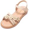 imagePANDANINJIA Mona Girls Sandals ToddlerLittle Kid Cute Open Toe Flats Dress Sandals Summer ShoesYd Nude Nubuck