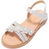 imagePANDANINJIA Mona Girls Sandals ToddlerLittle Kid Cute Open Toe Flats Dress Sandals Summer ShoesYd Silver Glitter