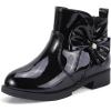 imagePANDANINJIA ToddlerLittle Kid Girls Clara Fashion Short Ankle Boots Pearls Bow Dress Booties with ZipperBlack Patent