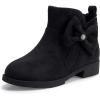 imagePANDANINJIA ToddlerLittle Kid Girls Clara Fashion Short Ankle Boots Pearls Bow Dress Booties with ZipperBlack Suede