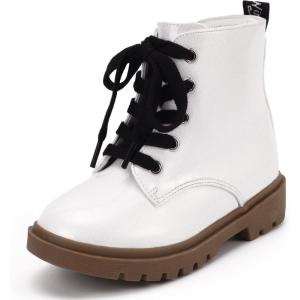 imagePANDANINJIA Christina Boys Girls Short Ankle Boots Fashion Dress Booties Waterproof Combat Shoes with Zipper for Toddler Little KidWhite Glitter
