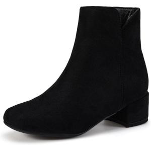 imagePANDANINJIA Girls Ankle Boots Side Zipper Toddler Little Big Kid Girls Dress BootsBlacksuede