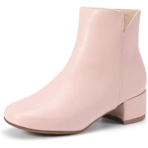 imagePANDANINJIA Girls Ankle Boots Side Zipper Toddler Little Big Kid Girls Dress BootsPinkpu