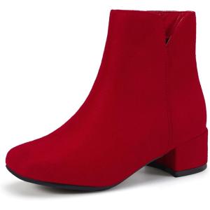 imagePANDANINJIA Girls Ankle Boots Side Zipper Toddler Little Big Kid Girls Dress BootsRedsuede