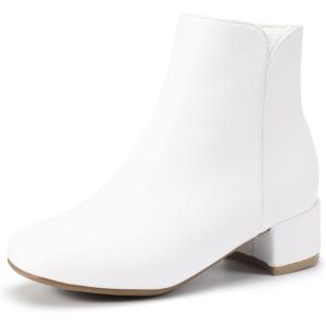 imagePANDANINJIA Girls Ankle Boots Side Zipper Toddler Little Big Kid Girls Dress BootsWhitepu