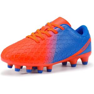 imagePANDANINJIA Girls Soccer Cleats Athletic Outdoor Boys Kids Football Cleats Little Big Kid Soccer ShoesOrangeblue