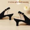 imagePANDANINJIA Girls Dress Shoes Kitten Heels Sandals Closed Pointed Toe Slingback Flower Girl Little Big Kid Wedding Party School Pumps ShoesBlacknubuck