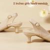 imagePANDANINJIA Girls Dress Shoes Kitten Heels Sandals Closed Pointed Toe Slingback Flower Girl Little Big Kid Wedding Party School Pumps ShoesNudepu