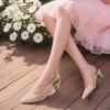 imagePANDANINJIA Girls Dress Shoes Kitten Heels Sandals Closed Pointed Toe Slingback Flower Girl Little Big Kid Wedding Party School Pumps ShoesNudepu