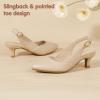 imagePANDANINJIA Girls Dress Shoes Kitten Heels Sandals Closed Pointed Toe Slingback Flower Girl Little Big Kid Wedding Party School Pumps ShoesNudepu