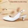 imagePANDANINJIA Girls Dress Shoes Kitten Heels Sandals Closed Pointed Toe Slingback Flower Girl Little Big Kid Wedding Party School Pumps ShoesWhitepu
