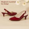 imagePANDANINJIA Girls Dress Shoes Kitten Heels Sandals Closed Pointed Toe Slingback Flower Girl Little Big Kid Wedding Party School Pumps ShoesWineredpatent