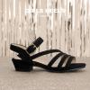imagePANDANINJIA Girls Heels Dress Shoes Open Toe Low Heel Sandals Flower Girl Toddler Little Big Kids Wedding Party ShoesBlacknubuck