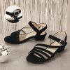 imagePANDANINJIA Girls Heels Dress Shoes Open Toe Low Heel Sandals Flower Girl Toddler Little Big Kids Wedding Party ShoesBlacknubuck