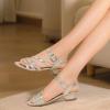 imagePANDANINJIA Girls Heels Dress Shoes Open Toe Low Heel Sandals Flower Girl Toddler Little Big Kids Wedding Party ShoesGold