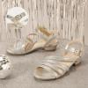 imagePANDANINJIA Girls Heels Dress Shoes Open Toe Low Heel Sandals Flower Girl Toddler Little Big Kids Wedding Party ShoesGold