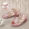 imagePANDANINJIA Girls Heels Dress Shoes Open Toe Low Heel Sandals Flower Girl Toddler Little Big Kids Wedding Party ShoesPink