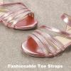imagePANDANINJIA Girls Heels Dress Shoes Open Toe Low Heel Sandals Flower Girl Toddler Little Big Kids Wedding Party ShoesPink