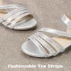 imagePANDANINJIA Girls Heels Dress Shoes Open Toe Low Heel Sandals Flower Girl Toddler Little Big Kids Wedding Party ShoesSilver