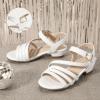 imagePANDANINJIA Girls Heels Dress Shoes Open Toe Low Heel Sandals Flower Girl Toddler Little Big Kids Wedding Party ShoesWhite Pu